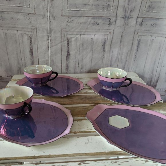 Vintage made in Czechoslovakia tea set plate metal
